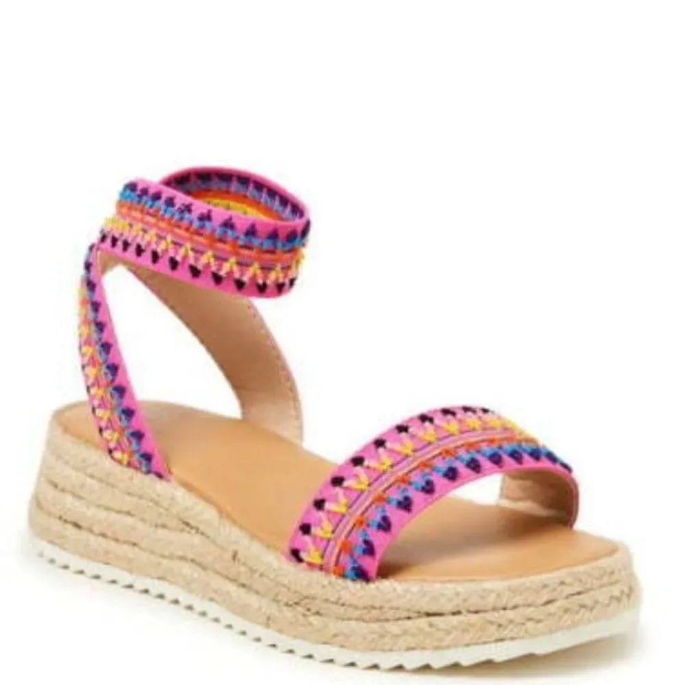 WONDER NATION MULTI-COLOR BIG GIRLS PINK ELASTIC PLATFORM SANDAL